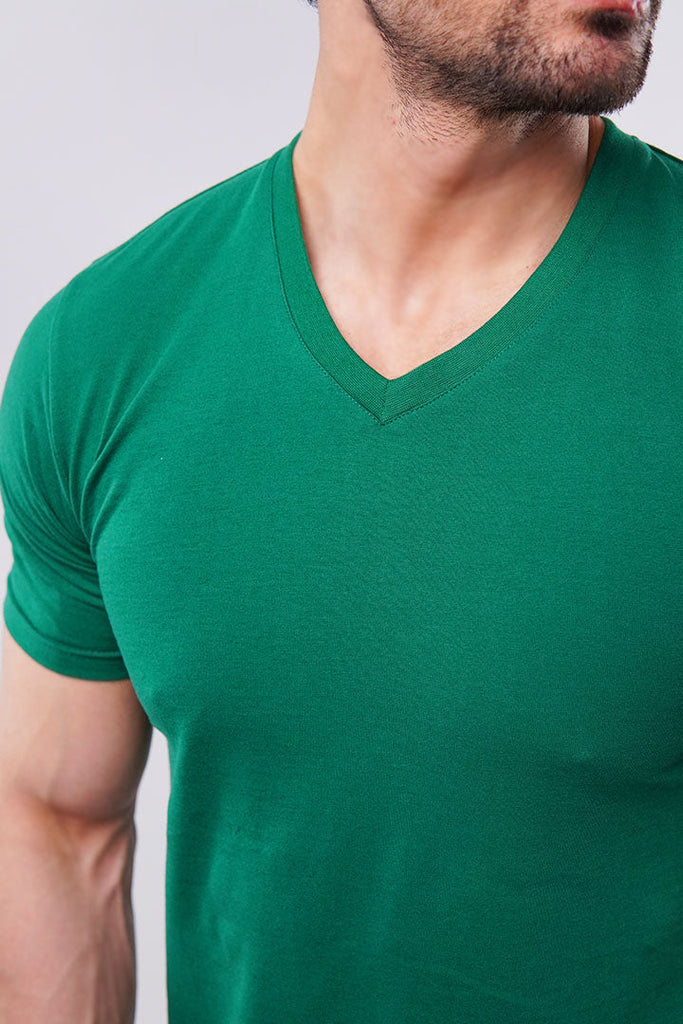 Emerald Green V-Neck T-shirt - Mendeez UAE 