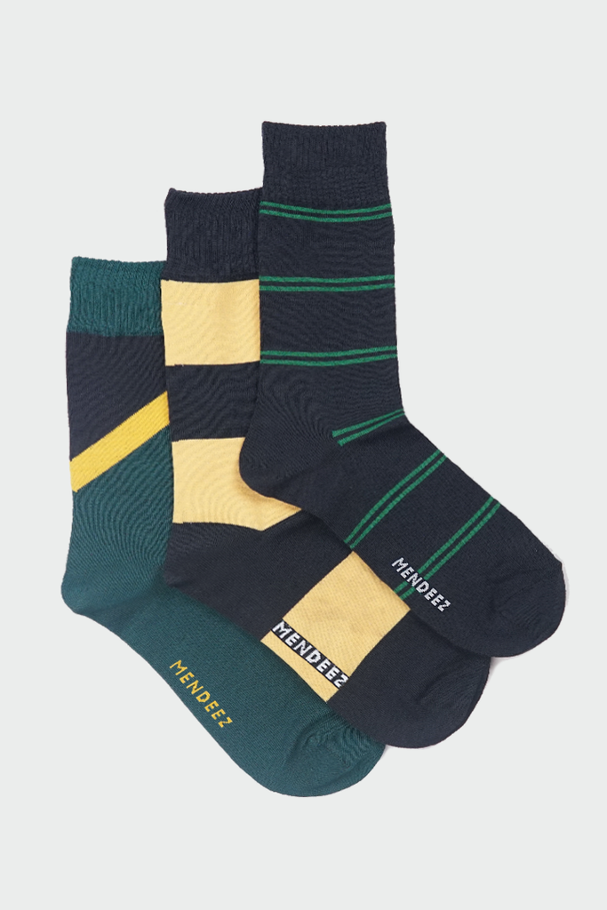 The Green Hues Crew Socks (Pack Of 3) - Mendeez PK 