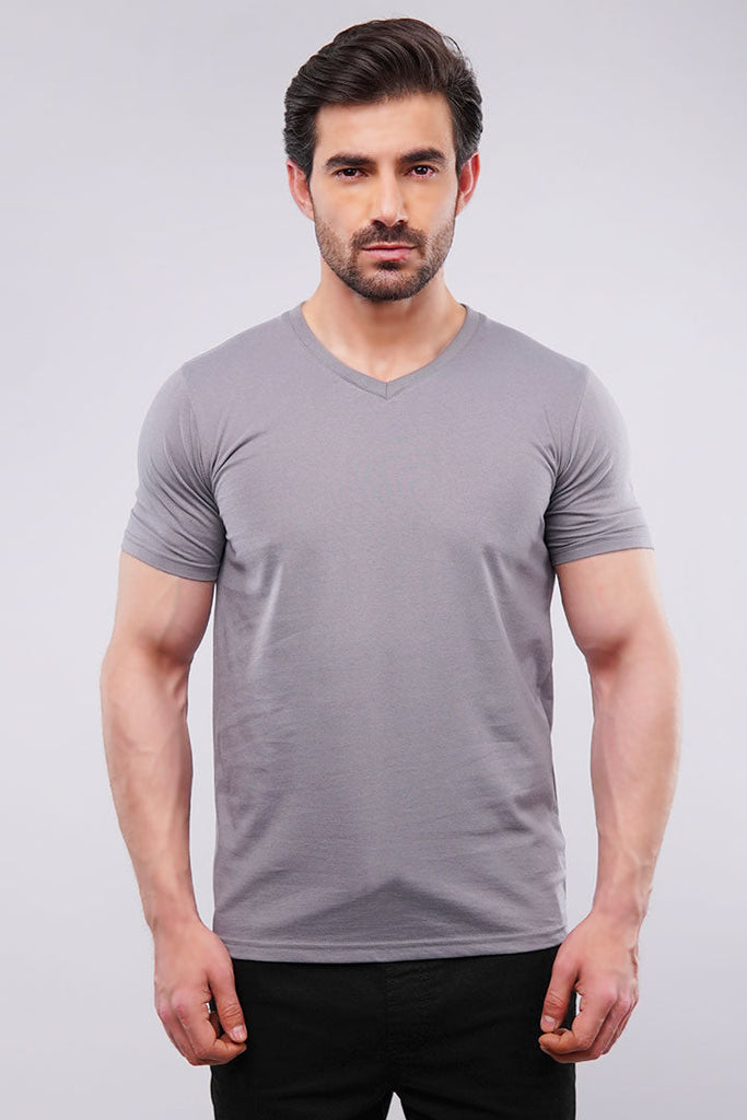 Metal Gray V-Neck T-shirt - Mendeez UAE 