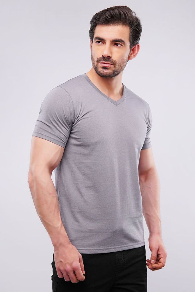 Metal Gray V-Neck T-shirt - Mendeez UAE 