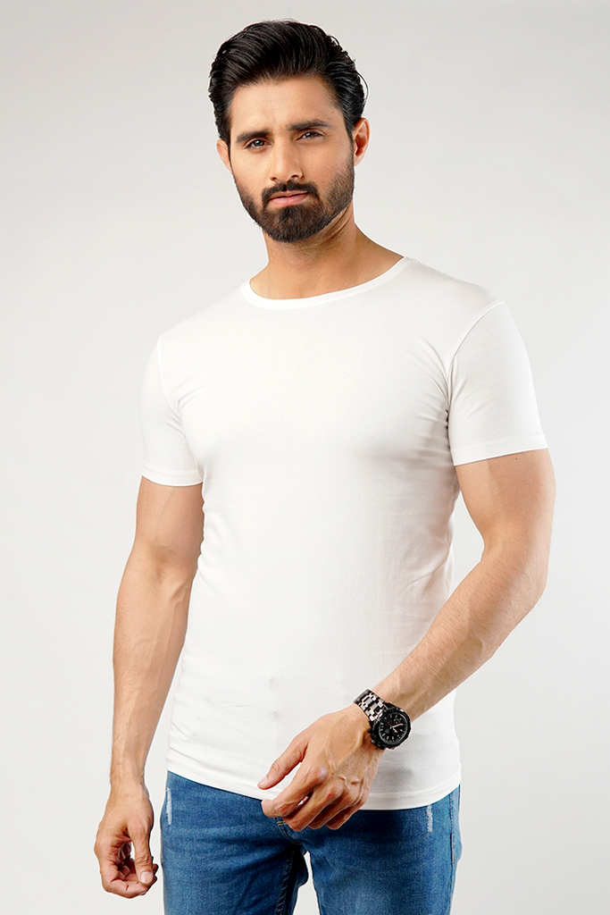 Undershirt Cotton Lycra - (White) - Mendeez UAE 